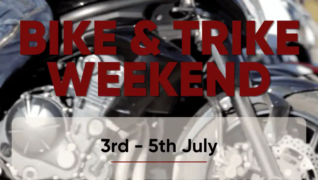 Bike & Trike Weekend event poster at Rose & Crown pub.
